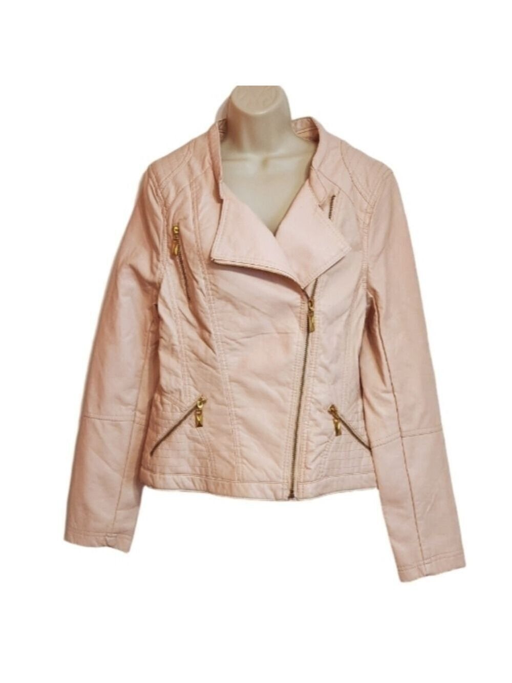 Wet Seal Pink Faux Leather Moto Jacket X Large